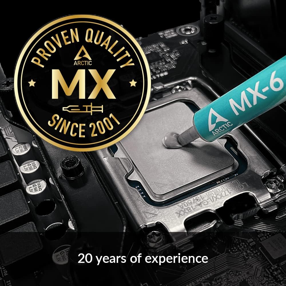 ARCTIC MX-6 (4 g, incl. 6 MX Cleaner) - Ultimate Performance Thermal Paste for CPU, Consoles, Graphics Cards, laptops, Very high Thermal Conductivity, Long Durability, Non-Conductive - CompuMe