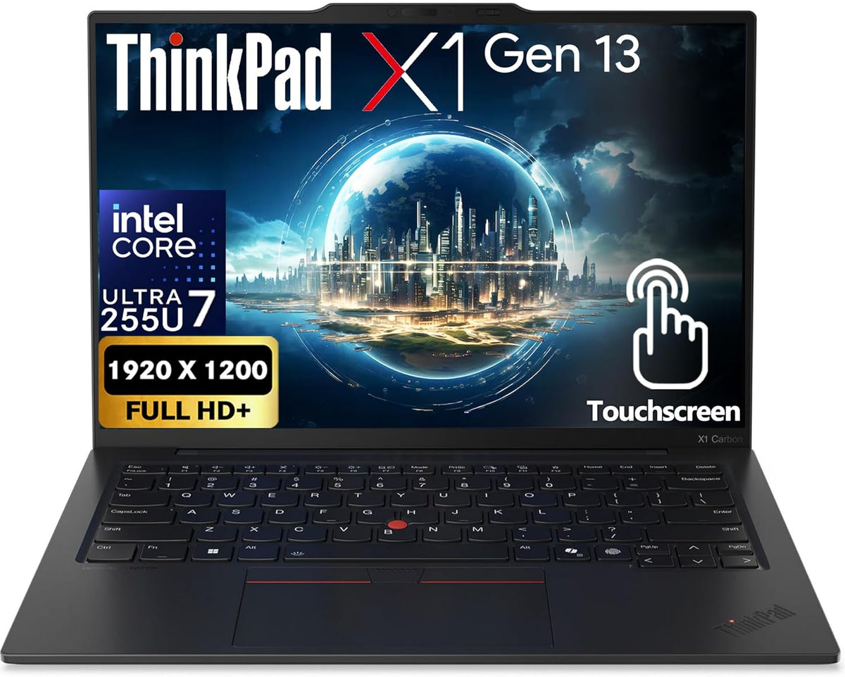 Lenovo ThinkPad X1 Carbon Gen 13 Business AI Laptop, Intel Core Ultra 7 255U Processor, 14" FHD+ Touchscreen, 32GB DDR5 RAM, 1TB SSD PCIe , WiFi 6E + BT, Backlit KB, FHD Webcam, Win 11 Pro - Black