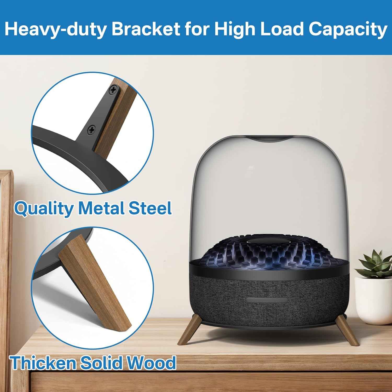 Metal Desktop Speaker Stand for Harman Kardon Aura Studio 3/4/5, Soundsticks 4 Speaker Desk Stand - Space Saving Table Desk Stand for Harman Kardon Soundsticks 4, Aura Studio 3, 4, 5 Speaker