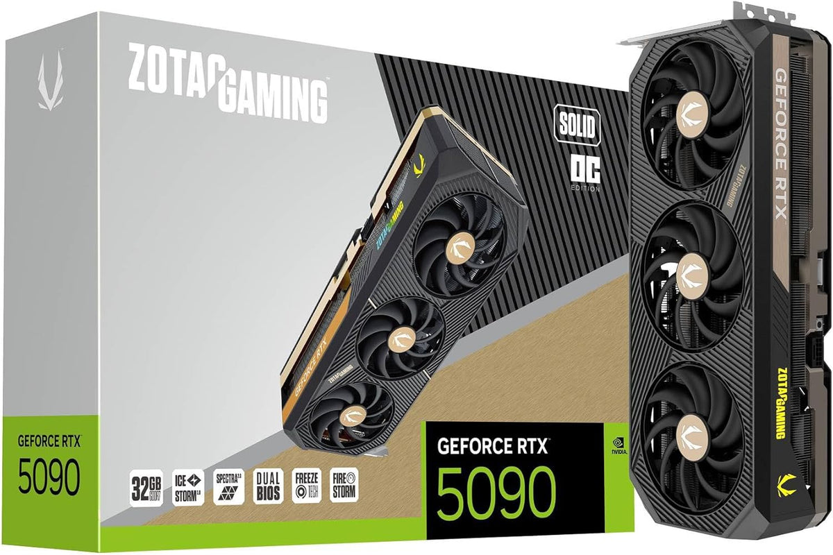 Gaming GeForce RTX 5090 Solid OC DLSS 4 32GB GDDR7 512-bit 28 Gbps PCIE 5.0 Gaming Graphics Card, IceStorm 3.0 Advanced Cooling, Spectra 2.0 ARGB Lighting, ZT-B50900J-10A