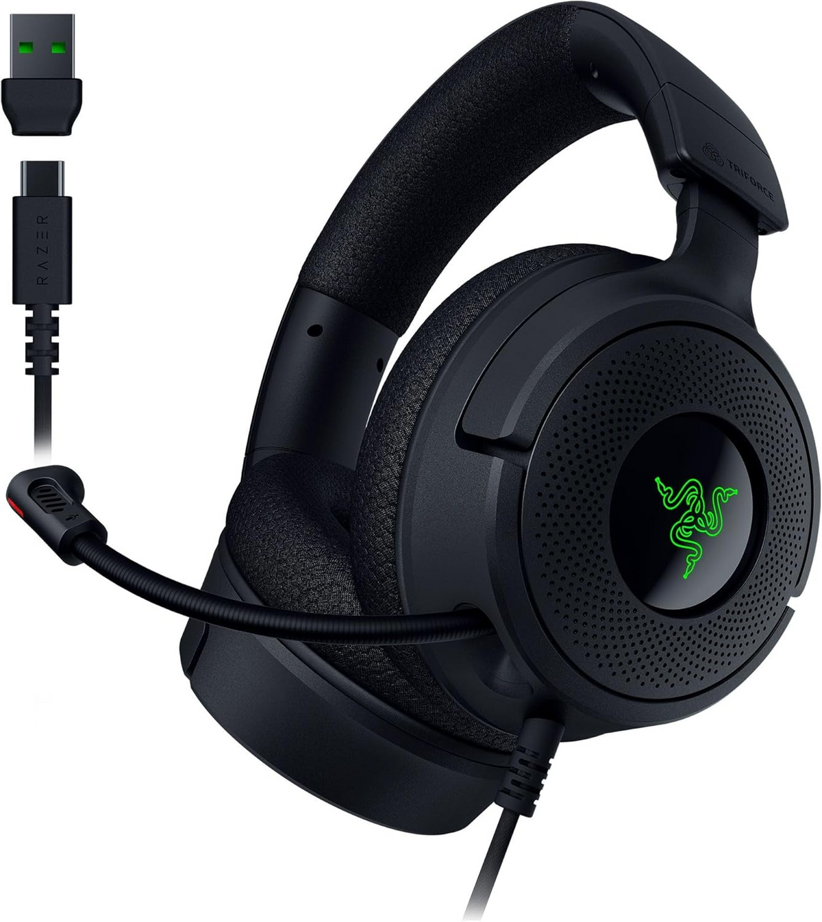 Razer Kraken V4 X Wired 40mm Drivers Cardioid Mic Memory Foam Cushions Chroma RGB Lighting Type C & Type A Cable Headset