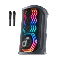 Soundcore Rave 3S AI Party Speaker with 2 Wireless Microphones, 200W Sound, AI Vocal Removal, Reverb, Light Show, 12H Playtime, Portable Bluetooth