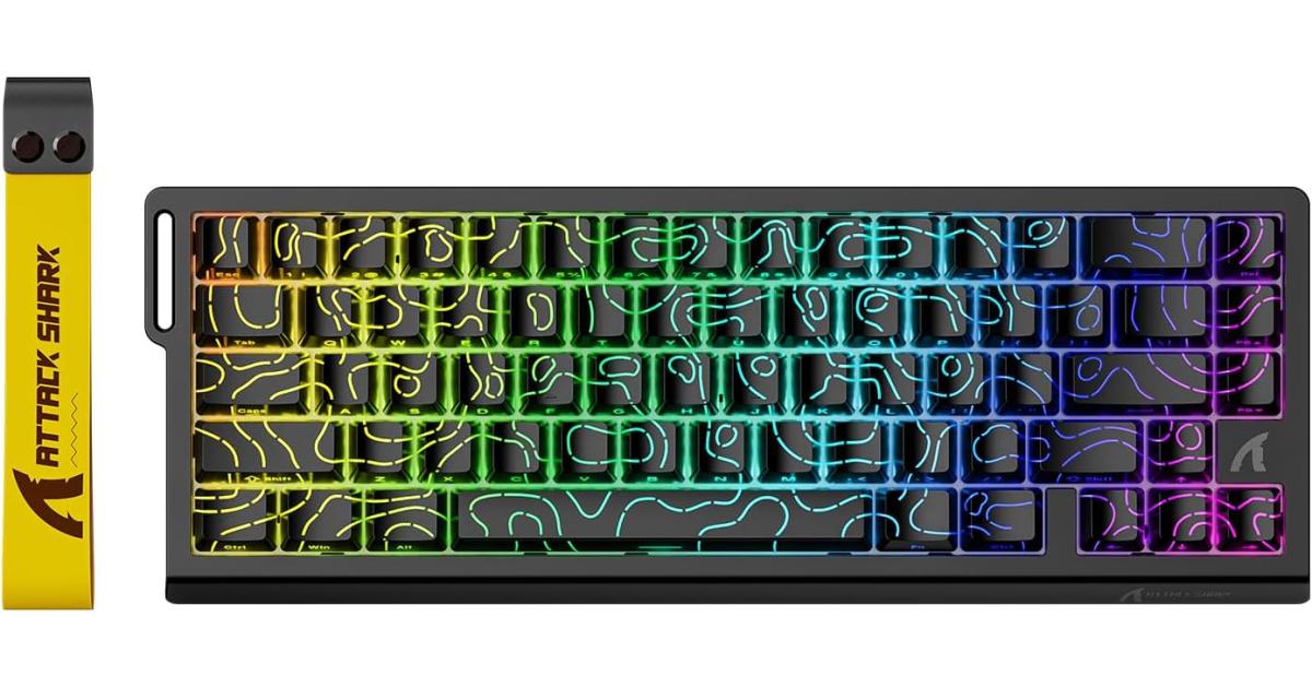 ATTACK SHARK X68 HE Rapid Trigger Mechanical Gaming Keyboard 60% Wired with Adjustable Actuation,Hall Effect Magnetic Switch,8KHz Polling Rate,RGB Backlit,Top Mount,Side Printed Keycap(Black Contour)