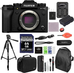 FUJIFILM X-T5 Mirrorless Camera (Black) Bundle with Extra Battery & Charger Kit, Tripod, Backpack, Camera Case & More (14 Items) | USA Authorized with Manufacturer Warranty | xt5