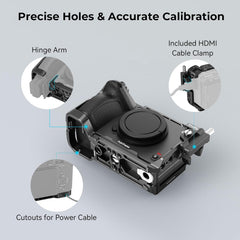 Cage for Sony FX30 FX3 with Cable Clamp for HDMI+Threaded Side Handle with Record Start/Stop Remote Trigger