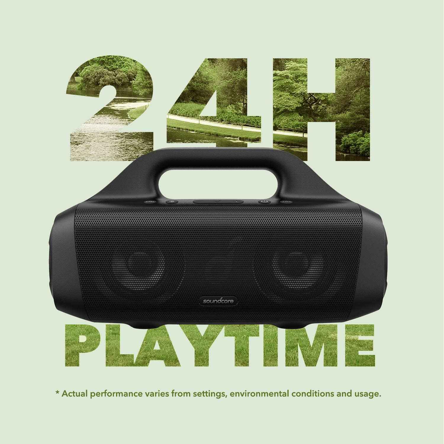 Anker Motion Boom Waterproof Bluetooth Speaker with Titanium Drivers, BassUp Technology, IPX7, 24H Playtime, App, Built-in Handle, Outdoor Speaker for Camping, Pool, Beach, Backyard