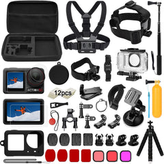 Accessories Kit for DJI Osmo Action 5 Pro/4/3 Black, SGIP Waterproof Protective Cover Housing Bike Mount Selfie Stick, Accessory Set