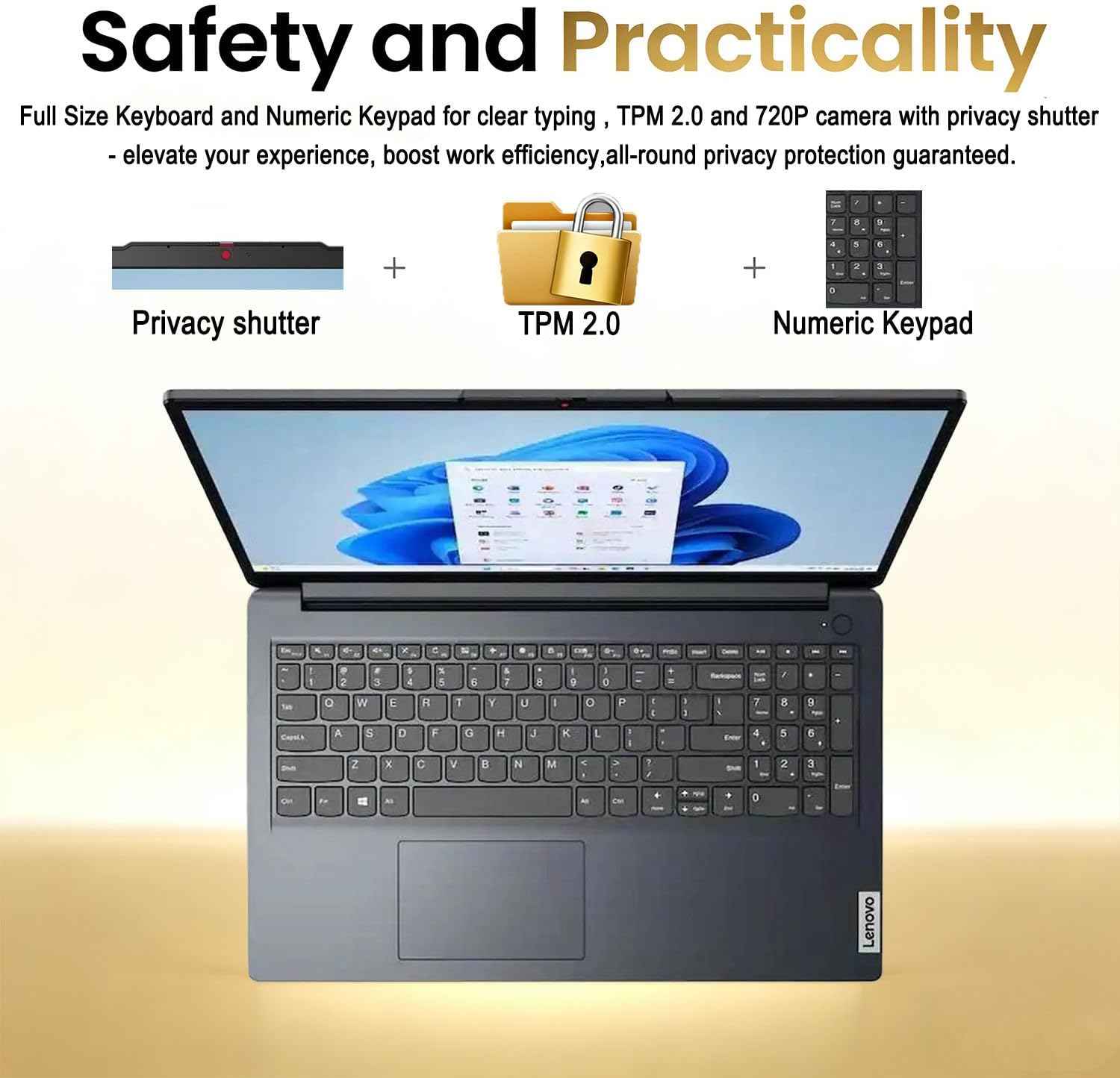 IdeaPad Slim • 15.6" Business Laptop with Microsoft 365 Included • 12GB DDR4RAM • 1.2TB Storage (256GB SSD + 1TB OneDrive) • Intel 4 Core • Privacy Shutter • Dolby Audio • Copilot AI • Windows 11