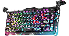 GravaStar Mercury V75 Pro 75% Hall Effect Magnetic Switch Gaming Keyboard, Only Wired, Hot‑Swappable, 8000 Hz Polling, Dual‑Zone RGB, Semi‑Aluminum Frame - Neon Graffiti