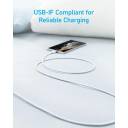 Anker 322 USB-A to USB-C Cable [ 3 ft / 0.9 M MFi Certified] Powerline II for iPhone 15, 15 Pro 14 Pro Max 14, 13 X XS XR 8 Plus, AirPods Pro - White - 18 Month Warranty