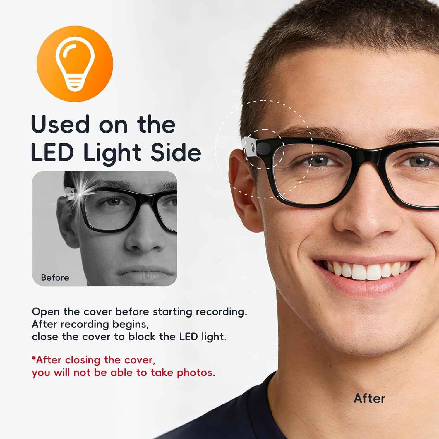 2 Pcs 180° Rotating Privacy LED Light Blocking Cover for Ray-Ban Meta Wayfarer/Skyler/Headliner (Gen 2) & Oakley Meta HSTN Smart Glasses Accessories, Reusable Blackout Webcam Covers