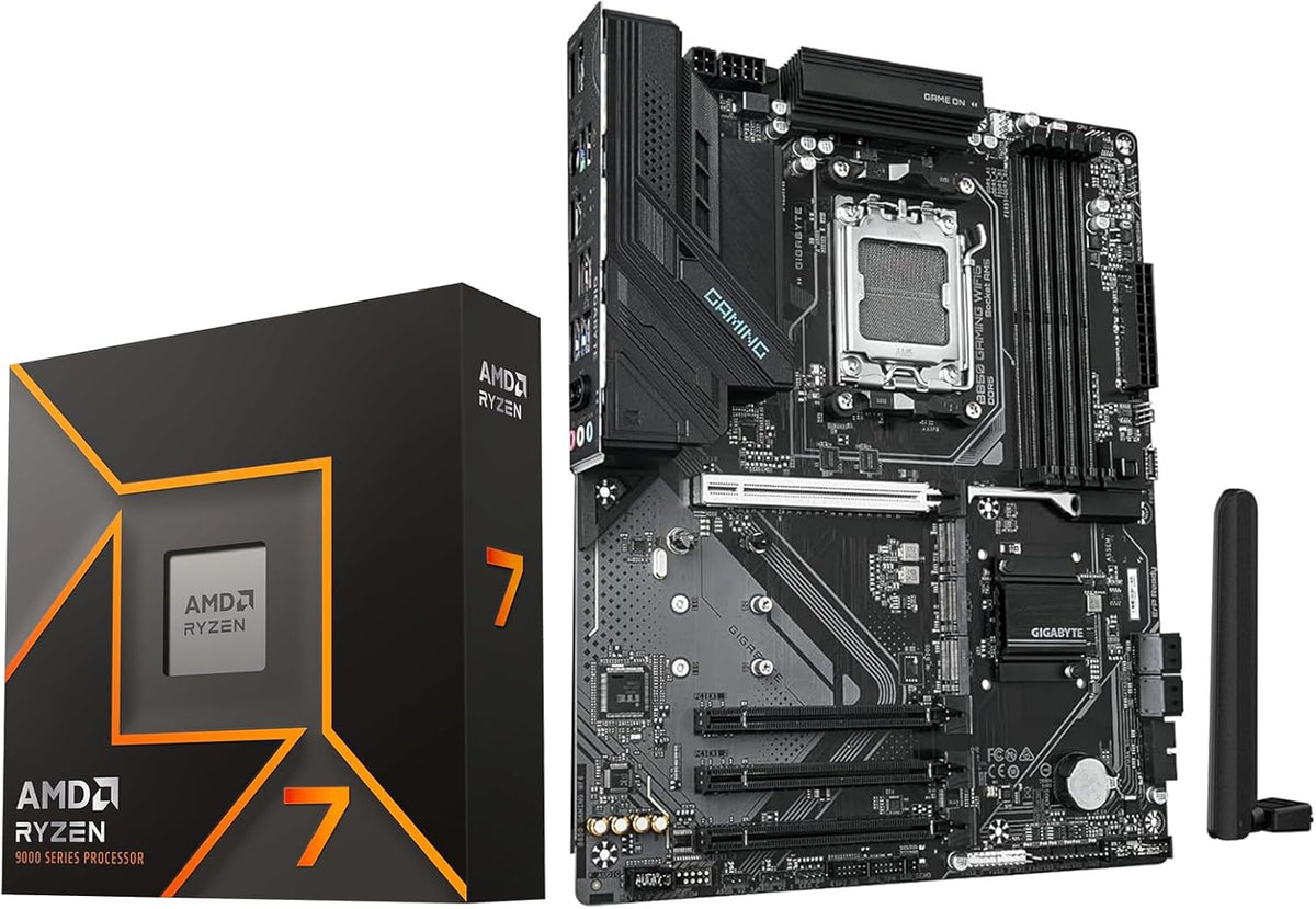 AMD Ryzen 7 9700X CPU Processor with GIGABYTE B850 Gaming WIFI6 Motherboard (ATX, DDR5, 3X M.2, PCIe 5.0, USB-C, WIFI6)