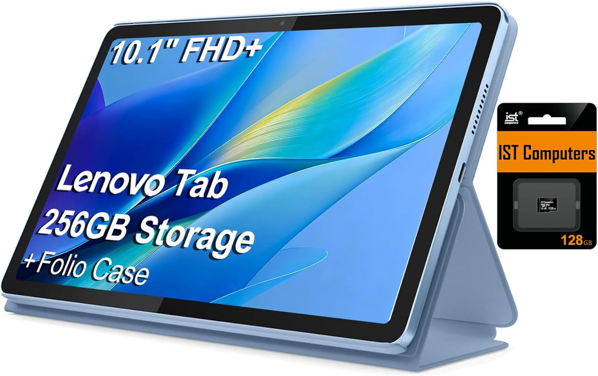 Lenovo Tab M10 10.1" Idea Android Tablet, 256GB Storage (128GB eMMC+128GB SD Card), FHD+ (1920x1200), 8-Core MediaTek, Ultra-Light Design for Kids, Student, Gaming, Long Battery Life, 8MP+5MP Camera