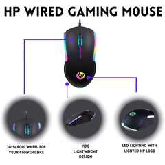 HP RGB wired gaming mouse for computer setup