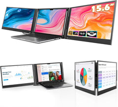 Laptop Screen Extender, 15.6" Triple Portable Monitor with Ultra-Slim FHD IPS Display, One Cable USB-C Monitor Extender Compatible with MacOS, Windows, Android for 12-16" Laptop (Driver Need)