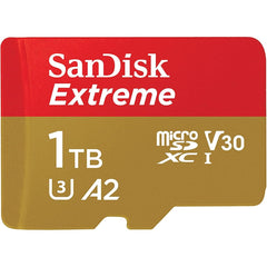SanDisk 1TB Extreme microSDXC UHS-I Memory Card with Adapter - Up to 190MB/s, C10, U3, V30, 4K, 5K, A2, Micro SD Card- SDSQXAV-1T00-GN6MA, Gold/Red | SDCard1TB |