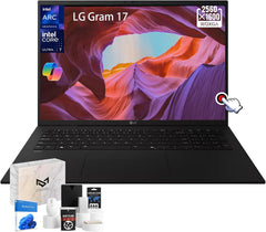 2025 LG Gram 17 Touchscreen Laptop - 17" Touch Display, Intel Ultra 9 288V, Intel Arc, Wi-Fi7, Backlit KB, Copilot+ PC, Lightweight, Long Battery Life, Win 11 Pro, 32GB RAM, 4TB SSD, Accessories