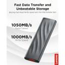 Lenovo Portable External SSD | 1TB SSD | 1050 MB/s | USB 3.2 Gen 2 | USB-C | Metal Housing | Grey | PS8 | GXB1M24160