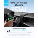 Anker Nano Magnetic Wireless Car Charger, 360° Adjustable Mount Car Charger with Detachable Pad, 15W Qi2 Certified with Alloy Bracket, Fast Charging for iPhone 17/16/15/14/13 Series (Adapter Included) - 18 Months Warranty