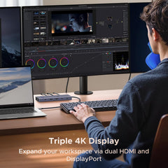 12 in 1 Triple 4K Docking Station with 2 HDMI, DP, 2x10G USB C, 2×USB-A2.0, 100W PD, SD/TF, 1000Mbps Ethernet, 3.5MM Audio, Revodok Pro USBC Hub Multiple Adapter for DELL, HP and More