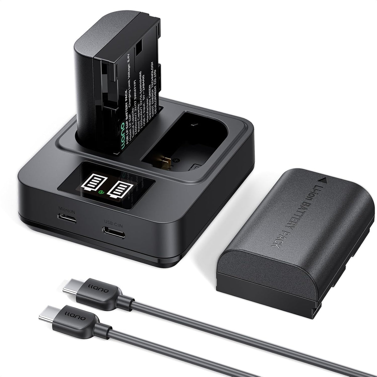 2-Pack LP-E6P Batteries & 20W Fast Charger Set - for Canon EOS R6 Mark II,R5 Mark II, R5, R6, R, R7,5D/6D Mark II/III/IV,5Ds,90D,80D Cameras - Real 2400mAh Capacity, USB-C Fast Charging