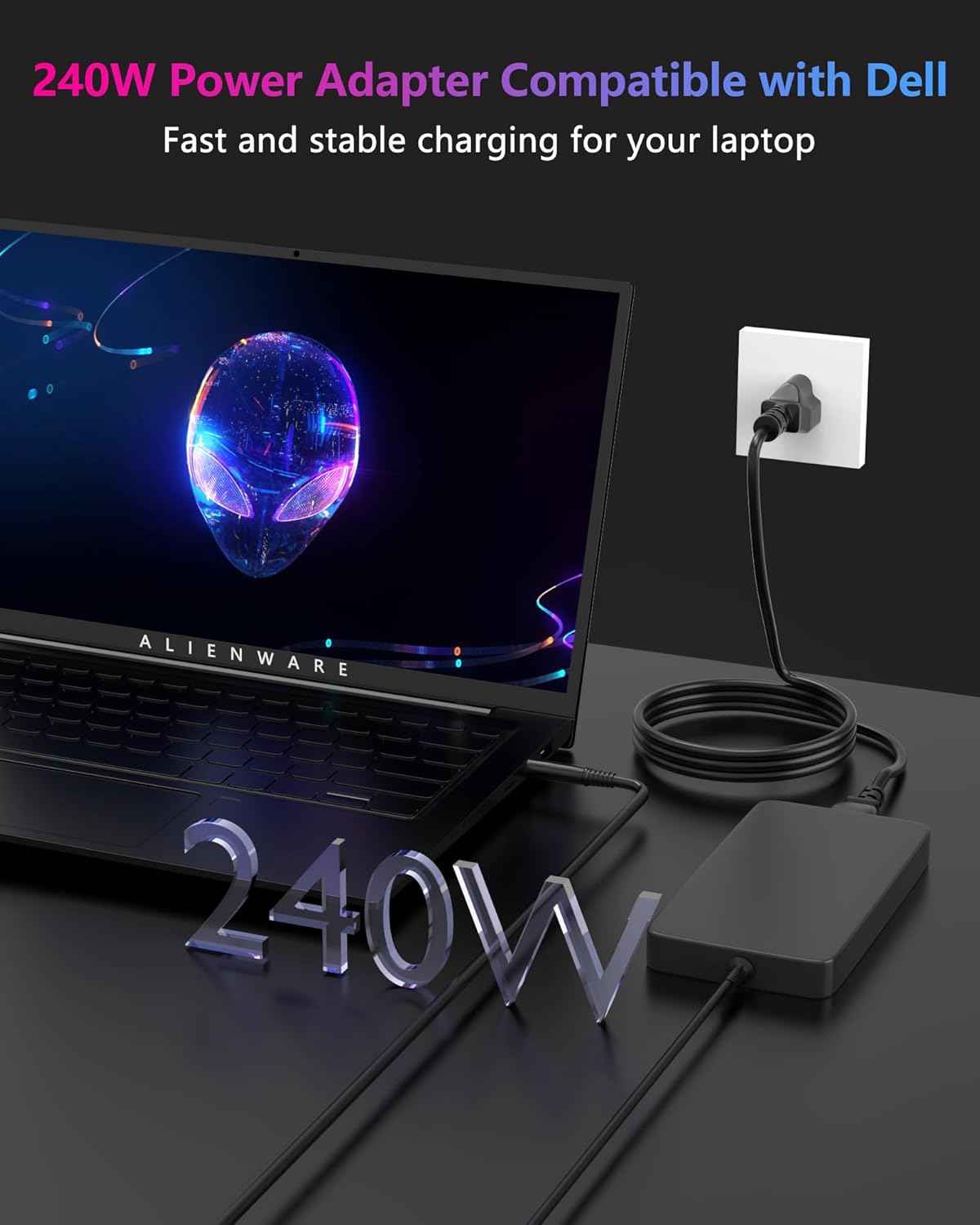 240W Laptop Charger Compatible with Dell G16 G15 G7 G5 G3 Alienware 15 17 M15 M17 X17 X16 X15 M18X X51 Precision 7780 7770 7680 7670 7560 AC Power Adapter Supply Cord