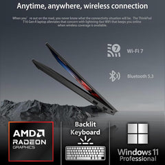 Lenovo ThinkPad T16 Gen 4 16 FHD+ Display, AMD Ryzen 7 AI Pro 350, oemgenuine Customized Laptop, 16GB / 32GB / 64GB RAM, 512GB / 1TB / 2TB SSD, Backlit Keyboard, WiFi 7, Webcam, Win 11 Pro - Black