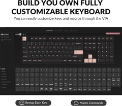 K10 Pro Wireless Custom Mechanical Keyboard, Full-Size QMK/VIA Programmable Bluetooth/Wired White Backlight with Hot-swappable Keychron Super Brown Switch Compatible with Mac Windows Linux