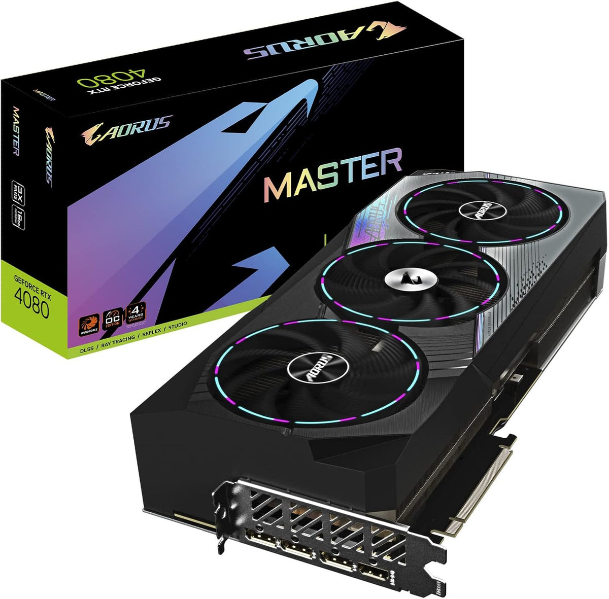 AORUS GeForce RTX 4080 Master 16G Graphics Card, 3X WINDFORCE Fans, 16GB 256-bit GDDR6X, GV-N4080AORUS M-16GD Video Card
