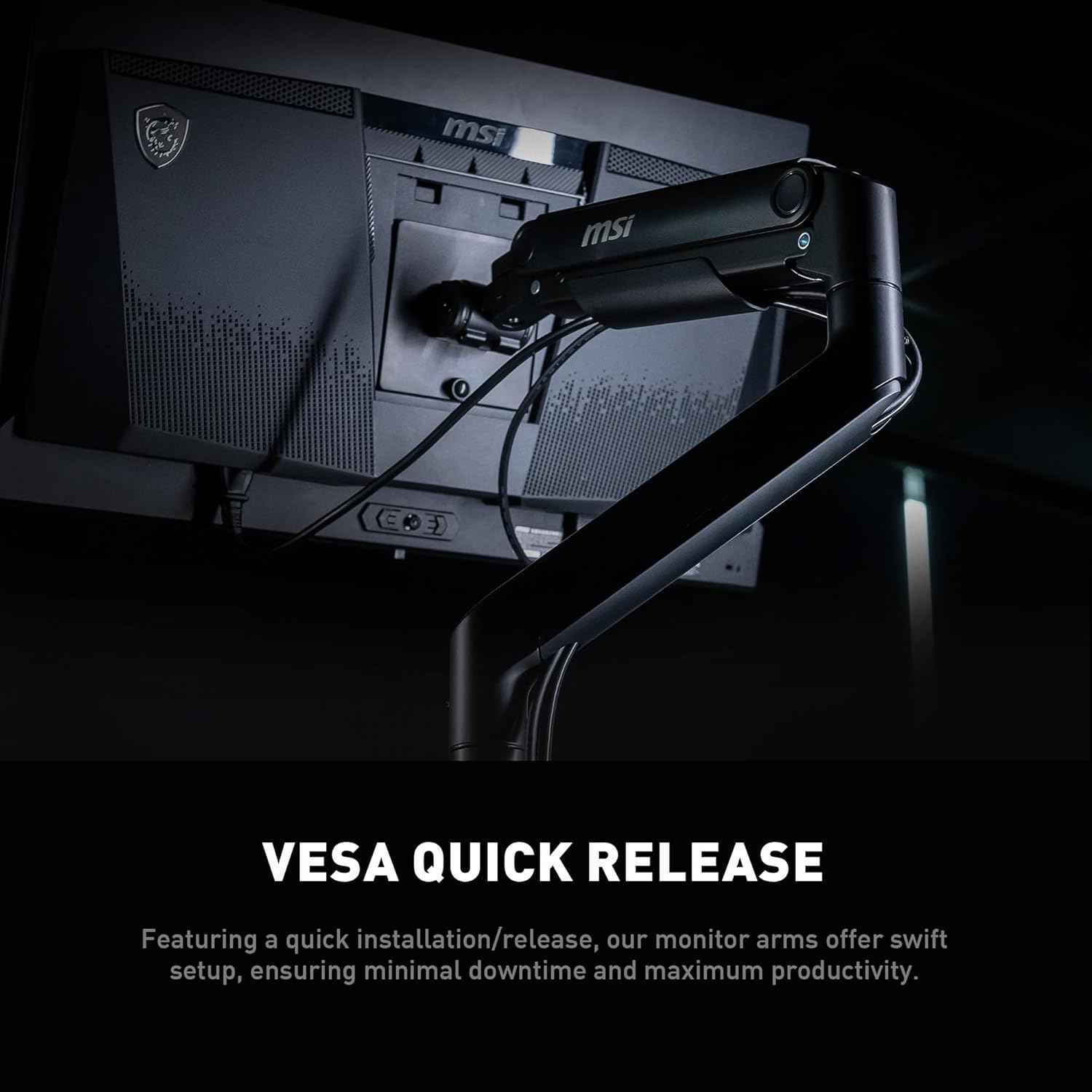 MAG MT201 - Premium Heavy Duty Single Monitor Stand Arm, Supports 17-49" Screens and 44 lbs, VESA Compatible, Adjustable Spring Assisted Mount, Clamp & Grommet, Quick Release Plate - Black