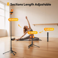Phone Tripod Selfie Stick, ULANZI SK27 61" Extendable Selfie Stick for iPhone/Android with Wireless Remote Cold Shoe Mount, Portable Phone Tripod Stand for Video Recording, Stream, Travel, Vlogging