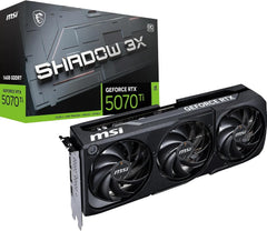 GeForce RTX 5070 Ti 16G Shadow 3X OC — 16GB GDDR7 (28Gbps/256-bit), PCIe 5, Boost: 2482MHz, HDMI 2.1b, DisplayPort 2.1b