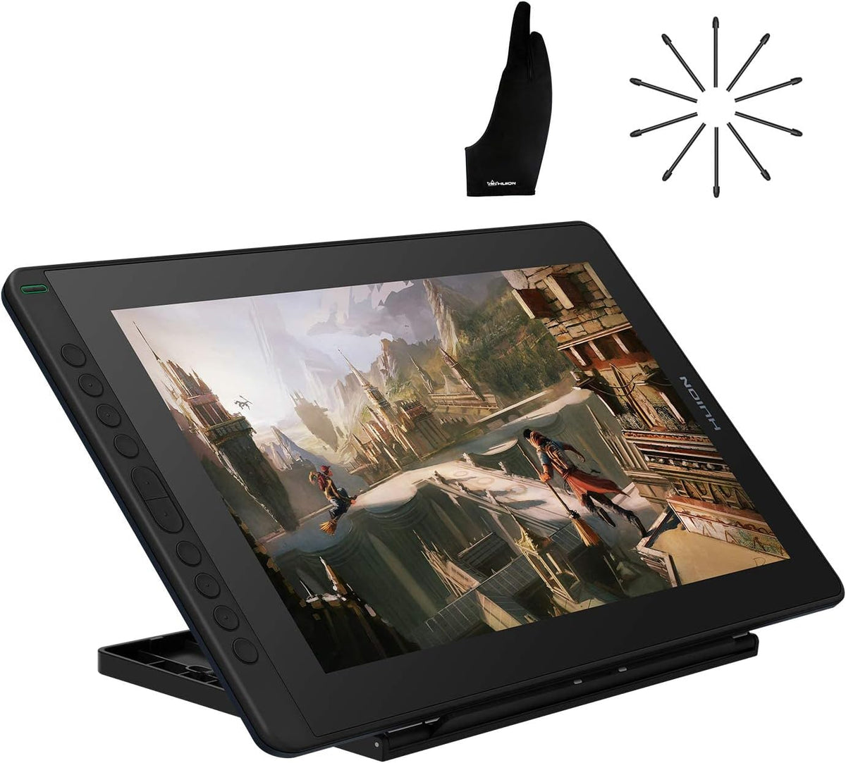 2021 HUION KAMVAS 16 Graphics Drawing Tablet and10 Pack Replacement Nibs PN05A and Huion Artist Glove