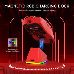 ATTACK SHARK X11 Lightweight Wireless Gaming Mouse with RGB Charging Dock,Tri-Mode-2.4G/USB-C Wired/BT,22K DPI,PAW3311 Optical Sensor,HUYU Switch, 5 programmable Buttons for PC/Mac(Red)