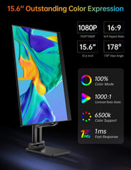 Portable-Monitor-for-Lapto - 15.6'' 1080P FHD IPS Display USB-C HDMI Portable Monitor for Laptop with Cover and Speakers External Monitor for Laptop/PC/Mac/Phone/Xbox Switch/PS4/