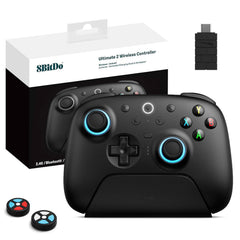 8Bitdo Ultimate 2 Wireless 2.4G Controller (TMR Joystick Update), Star-Ring RGB Lights, Adjustable Trigger Locks, Gamepad with Charging Dock for Windows PC, Android (Black)