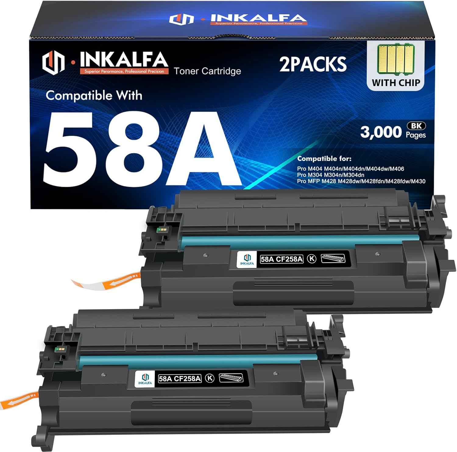 HP MFP M428FDW Black 58X Pro M404N 58a ink & toners CF258A Cartridge CF258X Compatible