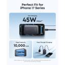 Anker Nano Portable Charger, 10000mAh 45W Max Compact Power Bank, Travel Essential Phone Battery Pack with 2.3 ft InstaCord Retractable Cable for iPhone 17/16 Series, iPad, Galaxy, Pixel, and More - 18 Month Warranty
