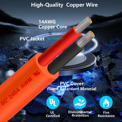 26FT(8m) 14AWG DC Extension Cable for Solar Panels with DC7909 & 8020 connectors - Compatible with Jackery, BLUETTI, GRECELL, Goal Zero Yeti, Anker Portable Power Stations & Solar Panels