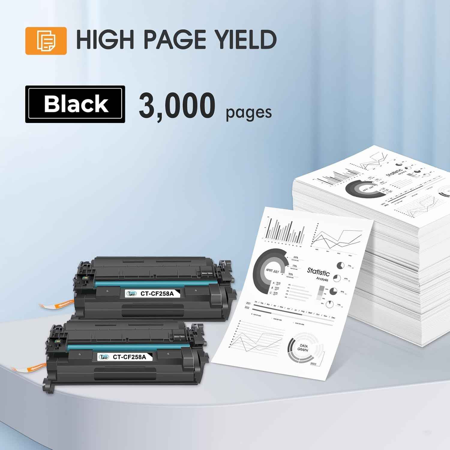 CF258A 58A Toner Cartridge Black M404n Compatible for HP 58A CF258A 58X CF258X Toner for HP LaserJet Pro M404n M404dn M404dw M404 MFP M428fdw M428fdn M428dw Printer Ink High Yield 2 Pack with Chip