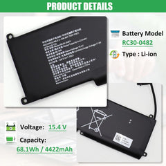 RC30-0482 Laptop Battery Replacement for Razer Blade 14 2023 RZ09-0482 Razer Blade 14 2024 RZ09-0508 Series Notebook 15.4V 68.1Wh 4422mAh