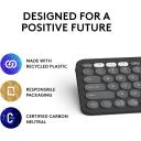 Logitech Pebble Keys 2 K380s Arabic Version, Multi-Device Bluetooth Wireless Keyboard with Customizable Shortcuts, Slim and Portable, Easy-Switch for Windows, macOS, iPadOS, Android, Chrome OS - Tonal Graphite