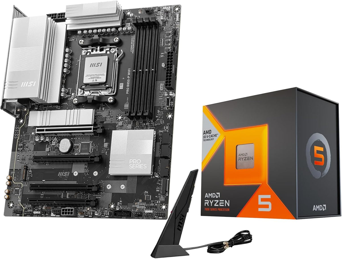 Micro Center AMD Ryzen 5 7600X3D CPU Processor with MSI PRO B850-P WiFi Motherboard (ATX, AM5, DDR5, PCIe 5.0, M.2 Gen5, Wi-Fi 7)
