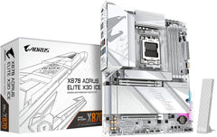 X870 AORUS Elite X3D ICE AMD AM5 ATX Motherboard, Support AMD Ryzen 9000/8000/7000 Series, DDR5, 16+2+2 Power Phase, 4X M.2, PCIe 5.0, USB4, WIFI7, PCIe-EZ Latch Plus, 5-Year Warranty