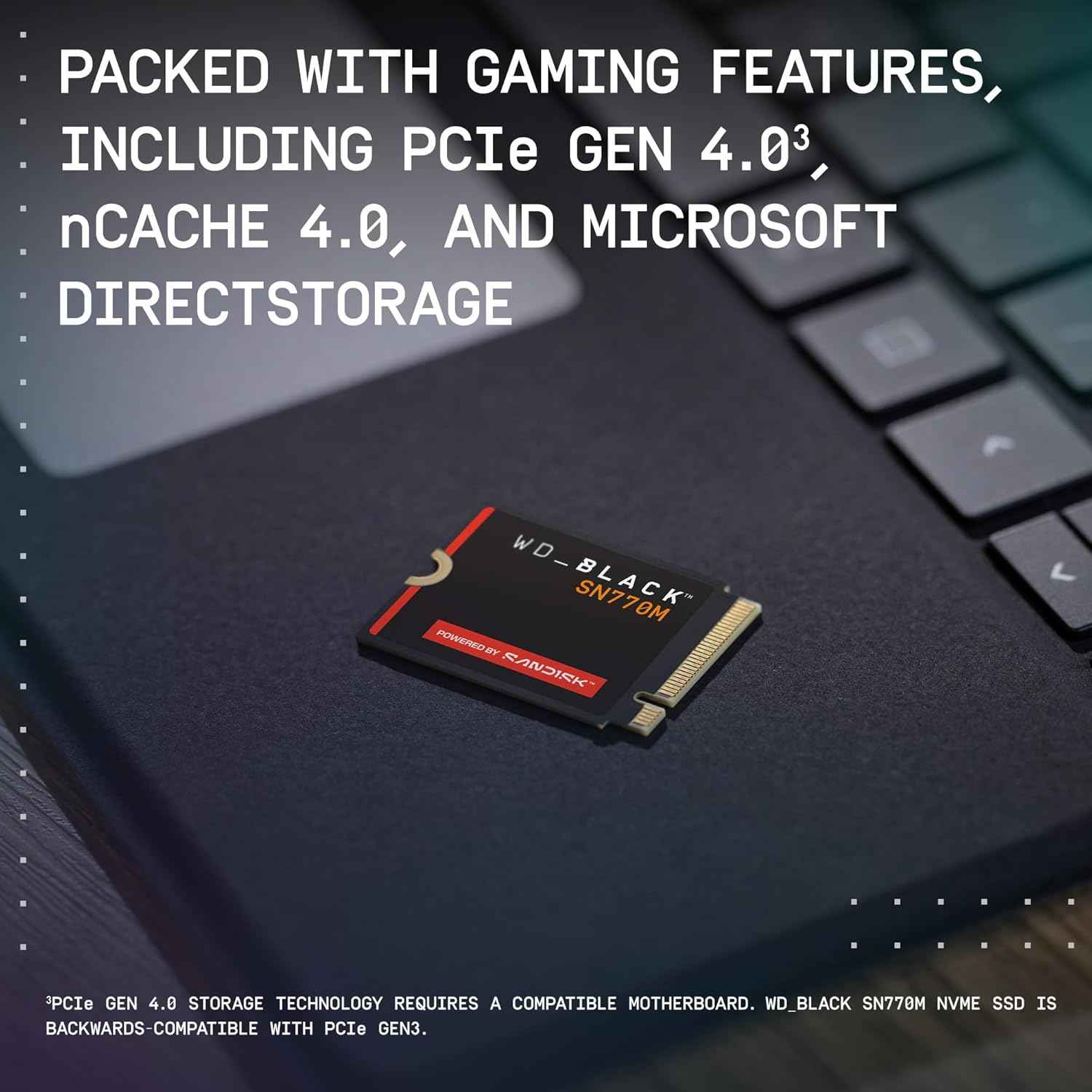 WD_Black SN770M 1TB M.2 2230 NVMeSSD - PCIe Gen 4.0, Speeds up to 5150 MB/s, for Handheld Gaming Devices and Compatible laptops, TLC 3D NAND, Great for Asus ROG Ally, Steam Deck, Microsoft Surface