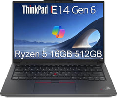Lenovo ThinkPad E14 Gen 6 Business Laptop (14" FHD+ Anti-Glare, AMD Ryzen 5 7535U, 16GB DDR5 RAM, 512GB SSD, 6-Core (Beats Intel i7-1355U)), Fingerprint, Backlit KB, 1080p Webcam, Wi-Fi 6, Win 11 Pro