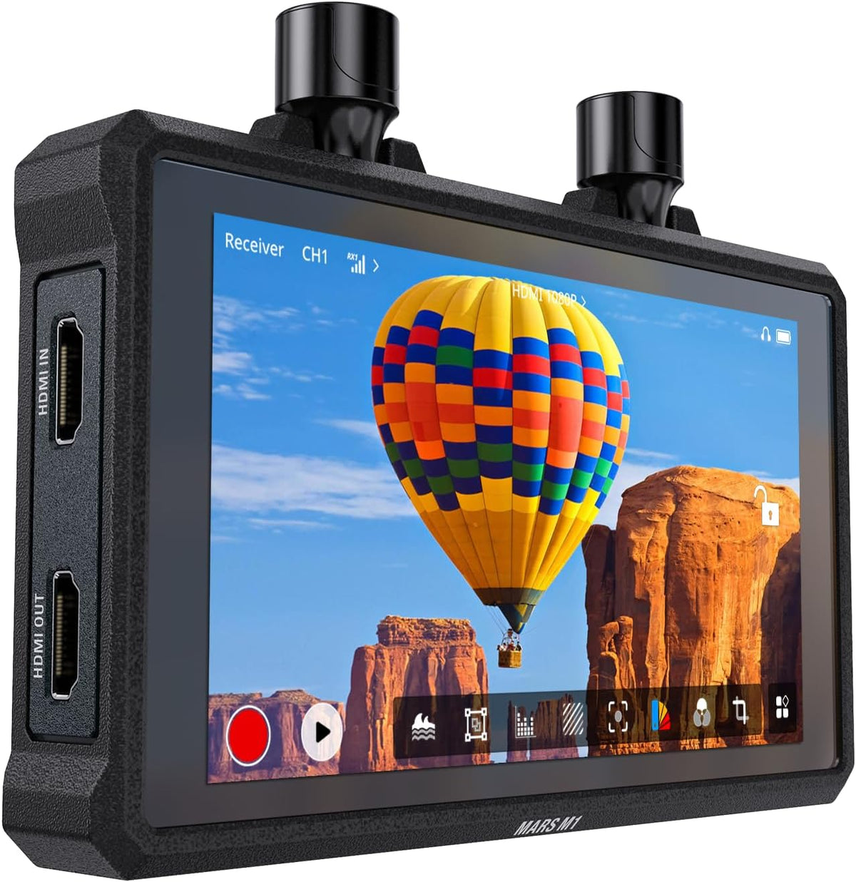 Hollyland Mars M1 Enhanced Wireless Transmitter & Receiver & Monitor, 3-in-1, SDI/HDMI Wireless Video Transmission System with 450ft (150m) Los Range and 0.08s Ultra-Low Latency, Solo Kit