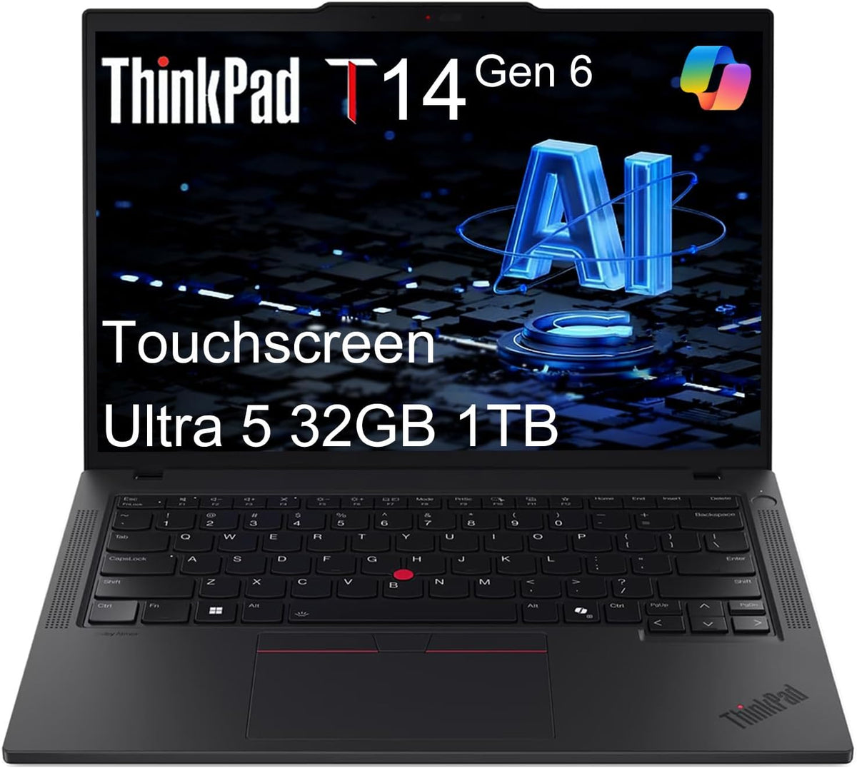 Lenovo ThinkPad T14 Gen 6 Business AI PC Laptop (14" FHD+ Touchscreen, Intel 12-Core Ultra 5 225U (> Ultra 7 155U), 32GB DDR5, 1TB SSD), 2x Thunderbolt 4, Backlit, Fingerprint, IR Webcam, Win 11 Pro
