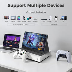 Portable Monitor for Laptops - 15.6 -inch FHD 1080P IPS Screen, Built-in Speakers, USB-C/HDMI, Includes Protective Case, Compatible with Laptops, MAC, PC, Phones, PS4/5, Xbox, Switch