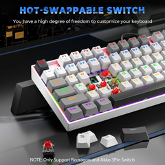 Redragon KUMARA K552WGL 87% Wired Mechanical Gaming Keyboard (R-SW) - White